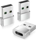 Kompatibel med iPhone 16/16e/15 Pro Max, 3-pack biladapter, USB till USB-C-omvandlare, Typ-C hona till Typ-A hane.