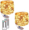 [2-pack] String Lights, 100 LEDs, 10 Meters Long, 8 Modes, USB Interface, Waterproof, Copper Wire String Lights, with Remote Control and Timer.