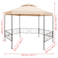 Miniatyrbild 9 av 9: vidaXL Paviljong hexagonal 323x265 cm beige Beige