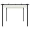Miniatyrbild 3 av 7: vidaXL Pergola med indragbart tak gräddvit 3x3 m stål Creme