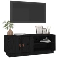 Miniatyrbild 3 av 10: vidaXL Tv-bänk svart 105x34x40 cm massiv furu Svart