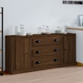 Miniatyrbild 10 av 10: vidaXL Skänkar 3 st brun ek konstruerat trä Brun