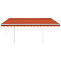 Miniatyrbild 4 av 10: vidaXL Markis med stolpar automatiskt infällbar 4,5x3 m orange&brun Orange