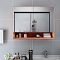 Miniatyrbild 3 av 9: vidaXL LED-Spegelskåp för badrum ek 80x15x60 cm MDF Brun