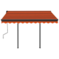 Miniatyrbild 5 av 10: vidaXL Markis med stolpar automatisk infällbar 3,5x2,5 m orange/brun Orange