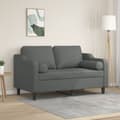vidaXL 2-sits soffa med prydnadskuddar mörkgrå 120 cm tyg Grå
