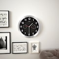 Miniatyrbild 1 av 6: vidaXL Väggklocka med Quartz-urverk hygro- och termometer 30 cm svart Svart