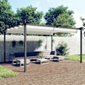 Miniatyrbild 1 av 8: vidaXL Paviljong med infällbart tak 4x3 m gräddvit Kräm