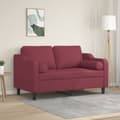 vidaXL 2-sits soffa med prydnadskuddar vinröd 120 cm tyg Röd