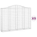 Miniatyrbild 2 av 6: vidaXL Gabioner bågformade 9 st 200x30x140/160 cm galvaniserat järn Silver