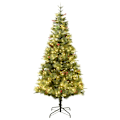 Miniatyrbild 2 av 10: vidaXL Belyst julgran med kottar grön 225 cm PVC&PE Grön