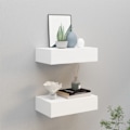 Miniatyrbild 1 av 10: vidaXL Väggmonterad låda 2 st vit 40x23,5x10 cm MDF Vit