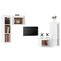 Miniatyrbild 3 av 9: vidaXL Tv-bänk 4 st vit massiv furu Vit