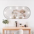 vidaXL Väggspegel med LED-belysning 45x100 cm glas oval Silver