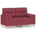 vidaXL 2-sits soffa med prydnadskuddar vinröd 120 cm tyg Röd