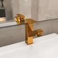 Miniatyrbild 1 av 6: vidaXL Badrumsblandare med utdragbar pip guld 157x172 mm Guld
