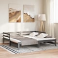Miniatyrbild 4 av 10: vidaXL Dagbädd utdragbar grå massiv furu 2x(90x200) cm grå