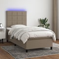 Miniatyrbild 1 av 8: vidaXL Ramsäng med madrass & LED taupe 90x200 cm tyg Taupe