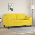 vidaXL 2-sits soffa med prydnadskuddar ljusgul 140 cm tyg Gul