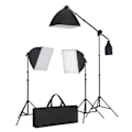 Miniatyrbild 1 av 6: vidaXL Belysningsset 3 fotolampor med stativ & softbox multifärg