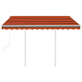 Miniatyrbild 4 av 10: vidaXL Markis med stolpar automatisk infällbar 3,5x2,5 m orange/brun Orange