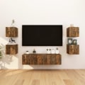 Miniatyrbild 10 av 10: vidaXL Väggmonterade tv-bänkar 8 st rökfärgad ek 30,5x30x30 cm Brun
