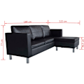 Miniatyrbild 9 av 9: vidaXL Divansoffa L-formad i svart konstläder 3-sits Svart