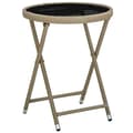 vidaXL Soffbord beige 60 cm konstrotting och härdat glas Beige
