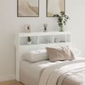 vidaXL Sänggavel med LED vit 140x17x102 cm Vit