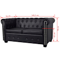 Miniatyrbild 9 av 10: vidaXL Soffset Chesterfield i svart konstläder 2-sitsig + 3-sitsig Svart