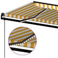 Miniatyrbild 5 av 10: vidaXL Automatisk markis med vindsensor & LED 450x300 cm gul/vit Gul
