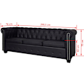 Miniatyrbild 10 av 10: vidaXL Soffset Chesterfield i svart konstläder 2-sitsig + 3-sitsig Svart
