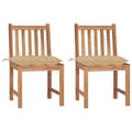 vidaXL Trädgårdsstolar 2 st med dynor massiv teak Beige
