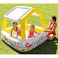 Miniatyrbild 1 av 4: INTEX Uppblåsbar pool med solskydd 157x157x122 cm Flerfärgsdesign