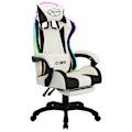 Miniatyrbild 2 av 10: vidaXL Gamingstol med RGB LED-lampor svart och vit konstläder multifärg
