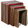 Miniatyrbild 3 av 7: vidaXL Satsbord i färgglad återvunnen teak 3-pack multifärg