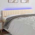 vidaXL Sänggavel LED gräddvit 200x5x78/88 cm tyg Kräm