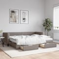 Miniatyrbild 1 av 10: vidaXL Dagbädd utdragbar med lådor taupe 80x200 cm tyg Taupe