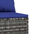 Miniatyrbild 5 av 8: vidaXL Trädgårdssoffa mittsektion med dynor grå konstrotting Grå