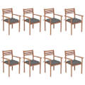 Miniatyrbild 10 av 10: vidaXL Stapelbara trädgårdsstolar med dynor 8 st massiv teak grå