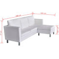 Miniatyrbild 9 av 9: vidaXL Divansoffa L-formad i vit konstläder 3-sits Vit
