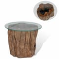 vidaXL Soffbord teak glas 50x40 cm Brun