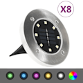 Miniatyrbild 1 av 8: vidaXL Marklampor soldrivna 8 st LED RGB-färg Silver