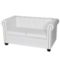 Miniatyrbild 1 av 5: vidaXL Soffa Chesterfield i vit konstläder 2-sitsig Vit