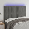 vidaXL Sänggavel LED ljusgrå 144x5x118/128 cm sammet Grå