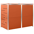 Miniatyrbild 4 av 10: vidaXL Skjul till två sopkärl 138x77,5x112,5 cm rostfritt stål Orange