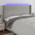 vidaXL Sänggavel LED ljusgrå 183x16x118/128 cm tyg Grå