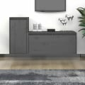 Miniatyrbild 10 av 10: vidaXL Tv-bänk 2 st grå massiv furu grå