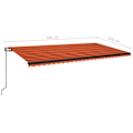 Miniatyrbild 9 av 9: vidaXL Markis automatiskt infällbar 600x350 cm orange och brun Flerfärgsdesign