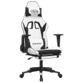Miniatyrbild 1 av 10: vidaXL Gamingstol med massage och fotstöd vit och svart konstläd Svart
